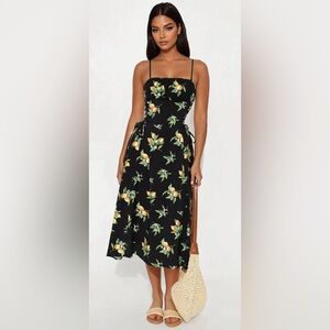 Black Floral Midi Dress